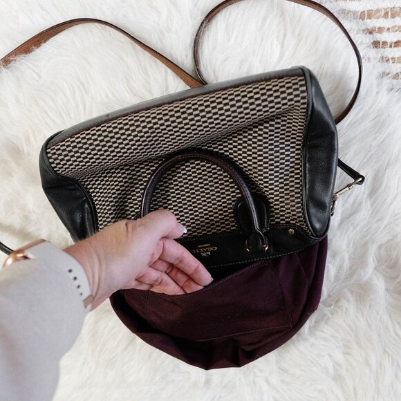 Coach F57242 Legacy Mini Bennett Checkered Satchel Bag Leather Gold Hardware - Picture 10 of 15